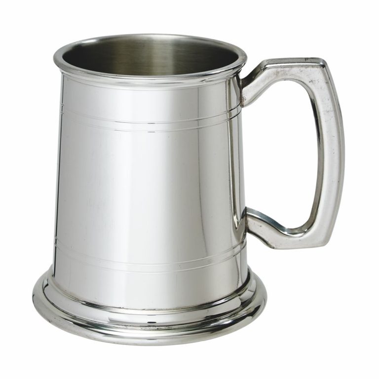 Wentworth Pewter – Half Pint Standard Double Lined Pewter Tankard – Classic British Beer Mug With Elegant Double Line Detail – Personalised Engraving